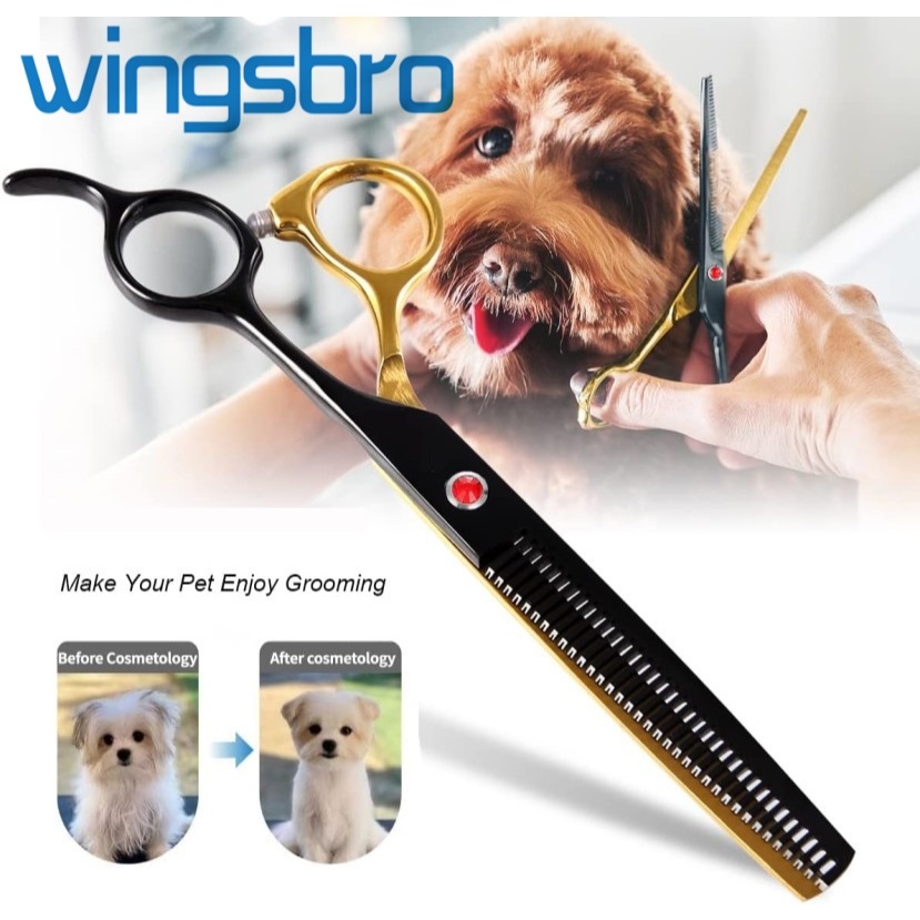 กรรไกรตัดขนสัตว์เลี้ยง ขนาด 7 นิ้ว สําหรับสุนัข เครื่องมือกรูมมิ่งผม