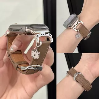 การ์ตูนหมีจี้สายหนังสําหรับ ฉันดู พิเศษ ชุด iwatch Series 11 10 9 8 7 6 5 กับ 4 3 2 1ลําลองโลหะหัวเข็มขัดสร้อยข้อมือสําหรับ iดู 49 มม.46 มม.41 มม.45 มม.44 มม.40 มม.42 มม.38 มม.