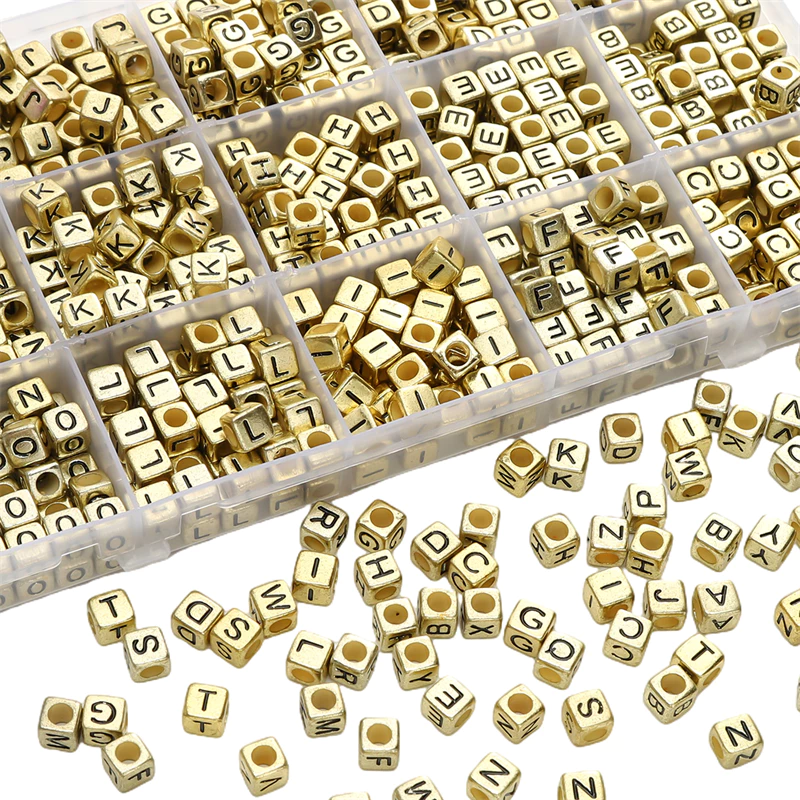 50pcs 6mm อะคริลิค DIY Cube Square ตัวอักษรลูกปัด AZ ตัวอักษรภาษาอังกฤษลูกปัดสําหรับสร้อยข้อมือสร้อยคอเครื่องประดับทํา