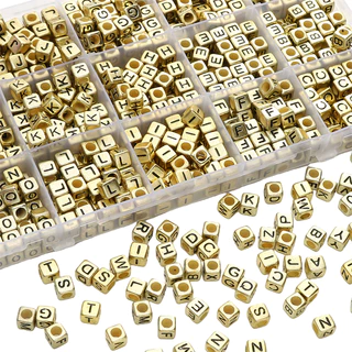 50pcs 6mm อะคริลิค DIY Cube Square ตัวอักษรลูกปัด AZ ตัวอักษรภาษาอังกฤษลูกปัดสําหรับสร้อยข้อมือสร้อยคอเครื่องประดับทํา