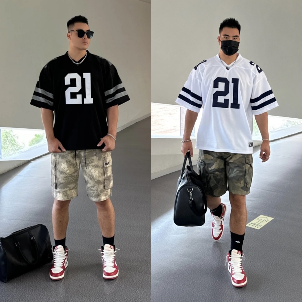ProMan-เสื้อยืดวินเทจสไตล์อเมริกัน  เสื้อเจอร์ซีย์พิมพ์ลายตัวอักษร  แบบหลวม  ยอดนิยม