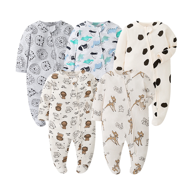 เสื้อผ้าเด็กแรกเกิดสีทึบไม้ไผ่นุ่มเรยอนผ้าฝ้ายเสื้อคลุมหลวมๆสองทางซิป ชุดจั๊มสูท 0-24 เดือน พีเจส์ nhtgown