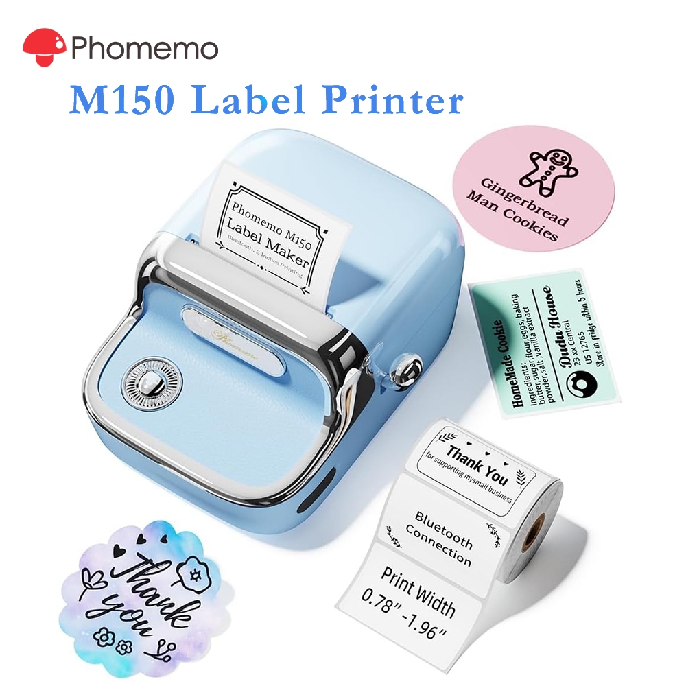Phomemo M150 เครื่องพิมพ์ฉลากบลูทูธ เครื่องพิมพ์ความร้อนแบบไม่มีหมึก