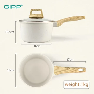 GiPP หม้อนม หม้อต้มพร้อมฝาปิด เหมาะสําหรับเตาแก๊สและเตาแม่เหล็กไฟฟ้า 16/18 ซม.