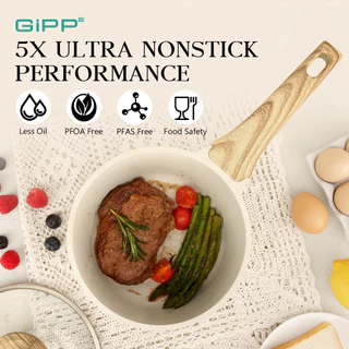 GiPP หม้อนม หม้อต้มพร้อมฝาปิด เหมาะสําหรับเตาแก๊สและเตาแม่เหล็กไฟฟ้า 16/18 ซม.