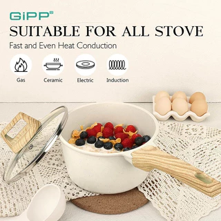 GiPP หม้อนม หม้อต้มพร้อมฝาปิด เหมาะสําหรับเตาแก๊สและเตาแม่เหล็กไฟฟ้า 16/18 ซม.