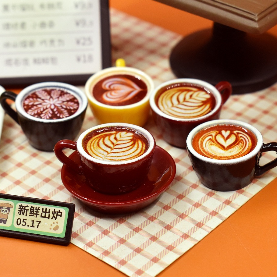 ถ้วยกาแฟจิ๋ว น่ารักลาเต้ศิลปะถ้วยกาแฟมินิชุดของเล่นอาหาร ทําเอง เรซิ่นอาหารเล่นบ้านของเล่นตุ๊กตาอุปกรณ์บ้าน