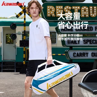 KAWASAKI กระเป๋าแบดมินตันคาวาซากิให้รองเท้า ข8366&ก8354แร็กเก็ตควร แร็กเก็ตกีฬาไหล่เดี่ยวกระเป๋าเทนนิสแบบพกพากีฬากระเป๋า (สําหรับ 3 ไม้)