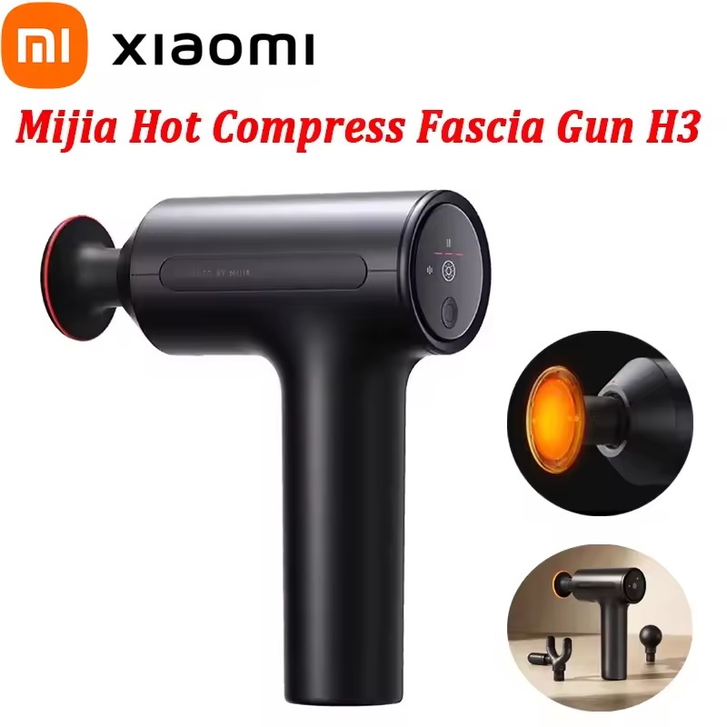 Xiaomi Mijia Hot Compress Fascia Gun H3 แบบพกพาปืนนวดกล้ามเนื้อ 25 กก. Thrust Brushless มอเตอร์ 4 หัวนวดผ่อนคลาย Body