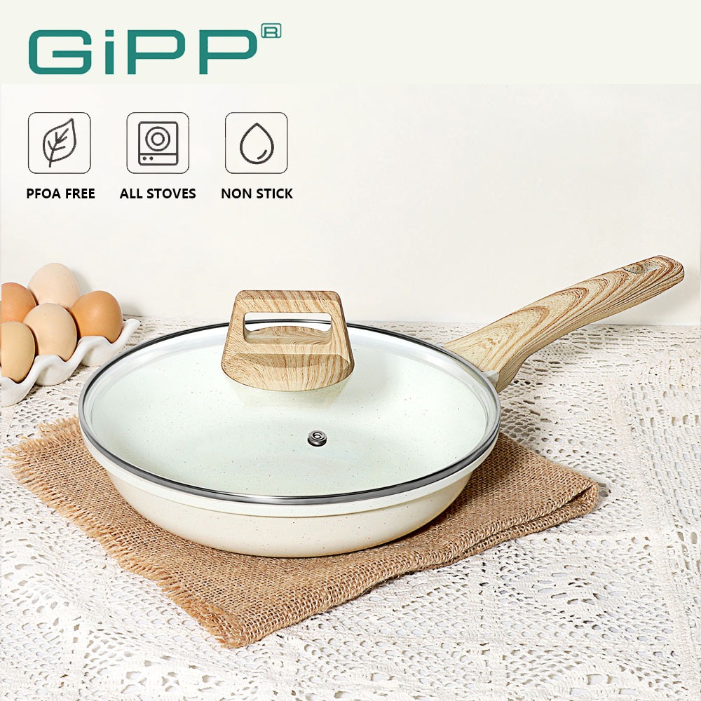 GiPP กระทะ หม้อกระทะ กระทะทอดแบบไม่ติดอาหาร พร้อมฝาปิด 20/24/28 ซม.