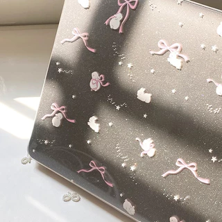 น่ารัก Rabbite & Bows Sparkling Case สําหรับ 2026 Macbook Neo A3404 Pro14 M5 A3434 Air13 M5 A3449 Air15 M5 A3448 Air13 M2 A2681 M3 A3 A3 A4 A13 M4 A13 M3