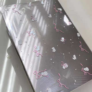 น่ารัก Rabbite & Bows Sparkling Case สําหรับ 2026 Macbook Neo A3404 Pro14 M5 A3434 Air13 M5 A3449 Air15 M5 A3448 Air13 M2 A2681 M3 A3 A3 A4 A13 M4 A13 M3