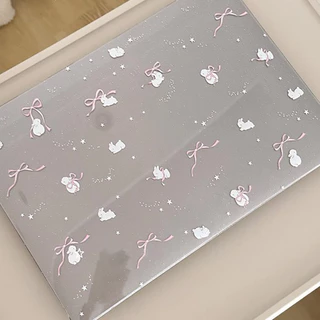น่ารัก Rabbite & Bows Sparkling Case สําหรับ 2026 Macbook Neo A3404 Pro14 M5 A3434 Air13 M5 A3449 Air15 M5 A3448 Air13 M2 A2681 M3 A3 A3 A4 A13 M4 A13 M3