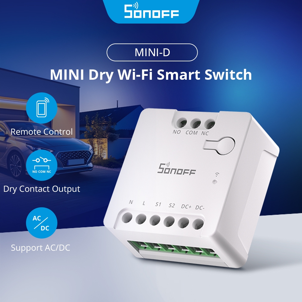 Sonoff MINI-D WiFi สมาร์ทสวิทช์แห้ง Contact Relay Matter ESP32 ชิป AC/DC อินพุตสมาร์ทฉากควบคุมทํางานร่วมกับ Alexa Google Home