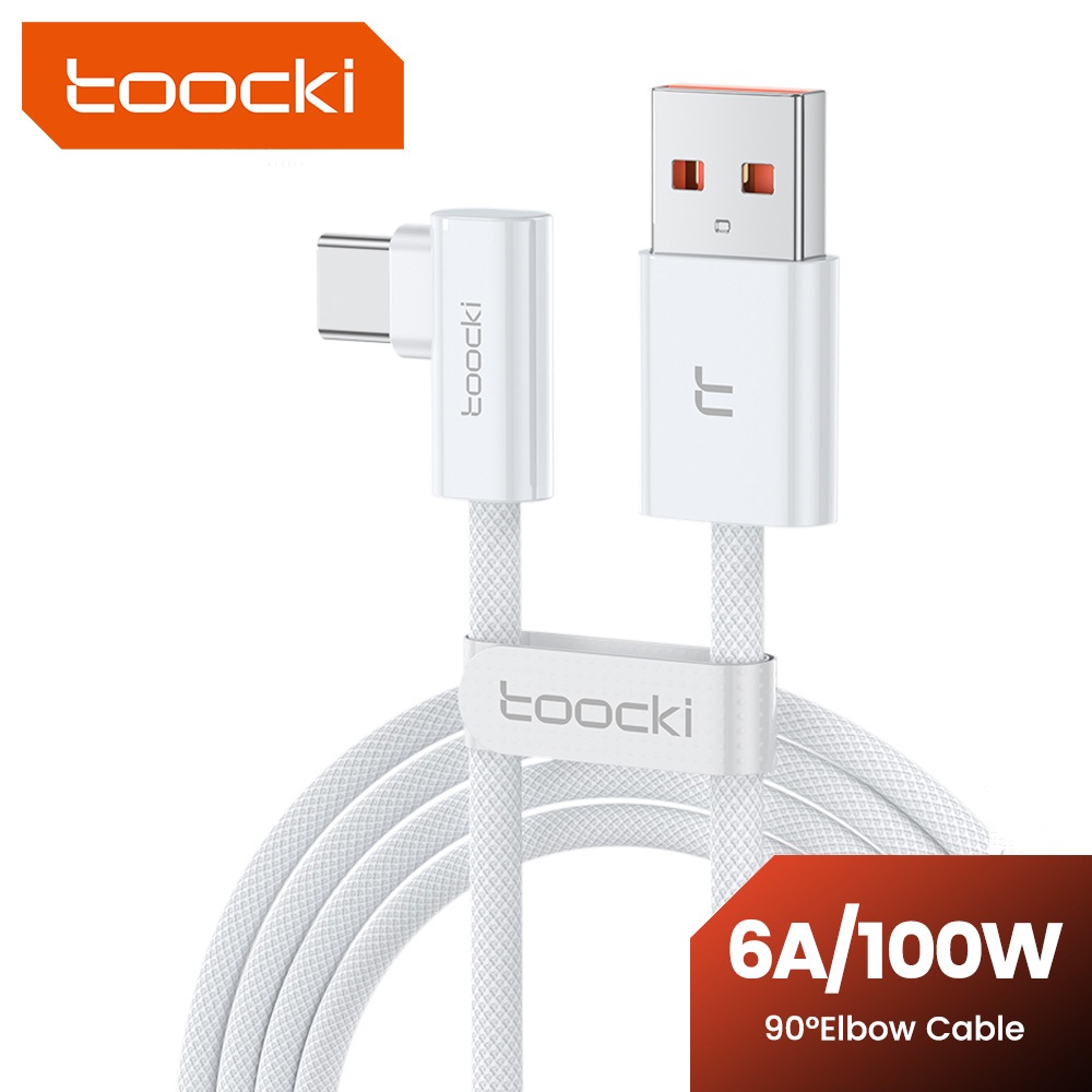 Toocki 6A 100W สายชาร์จเร็ว USB A ถึง Type C ข้อศอก 90 องศา Super Fast สายชาร์จข้อมูลสําหรับโทรศัพท์มือถือแท็บเล็ตและแล็ปท็อป