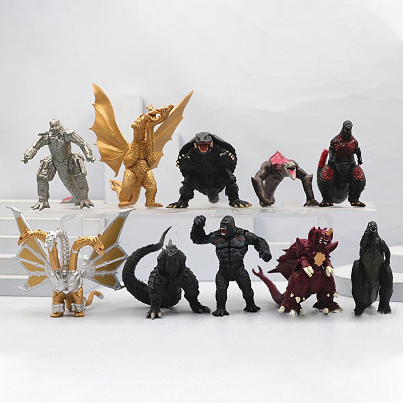 10 ชิ้น/เซ็ต 6-10 ซม.ภาพยนตร์ Godzilla: King of Monsters King Ghidorah King Kong Skullcrawler Destoroyah Gamera รุ่น Q PVC Action Figures ตุ๊กตาของเล่น