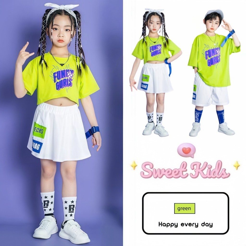 SweetKids พร้อมส่งจากกทม ชุดเด็ก ชุดสูทเด็กชายและเด็กหญิง ชุดบาสเด็ก ชุดเชียร์ลีดเดอร์ สไตล์ฮิปฮอป หล่อ ใส่สบาย