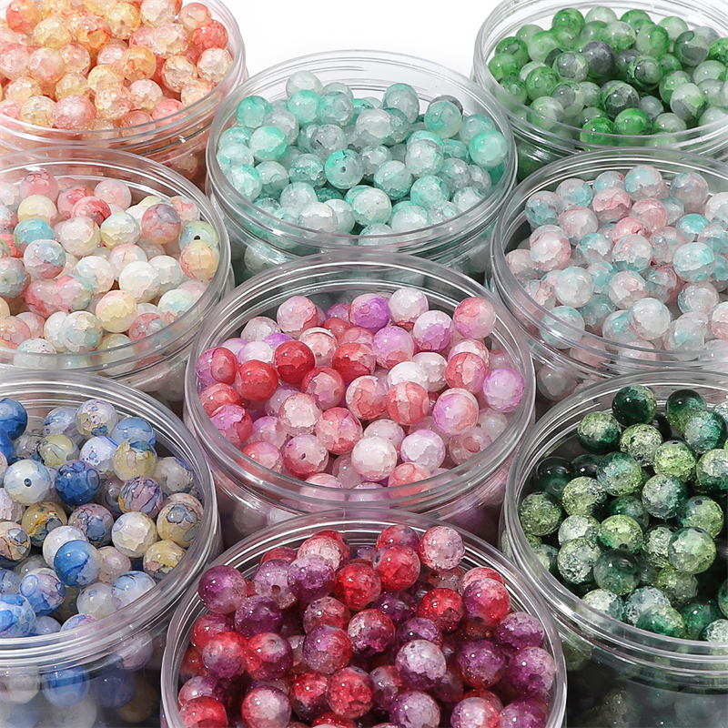 แก้ว Double Spliced หยก Shattered Blossomed รอบลูกปัดสําหรับ DIY สร้อยข้อมือสร้อยคอเครื่องประดับทําอุปกรณ์เสริม