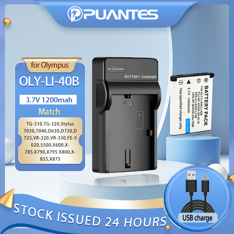 Puantes NP-45 LI-42B LI-40B EN-EL10 DLI-216 NP-80 D-LI63 FE5020 U750 D032 Universal+เครื่องชาร์จ USB