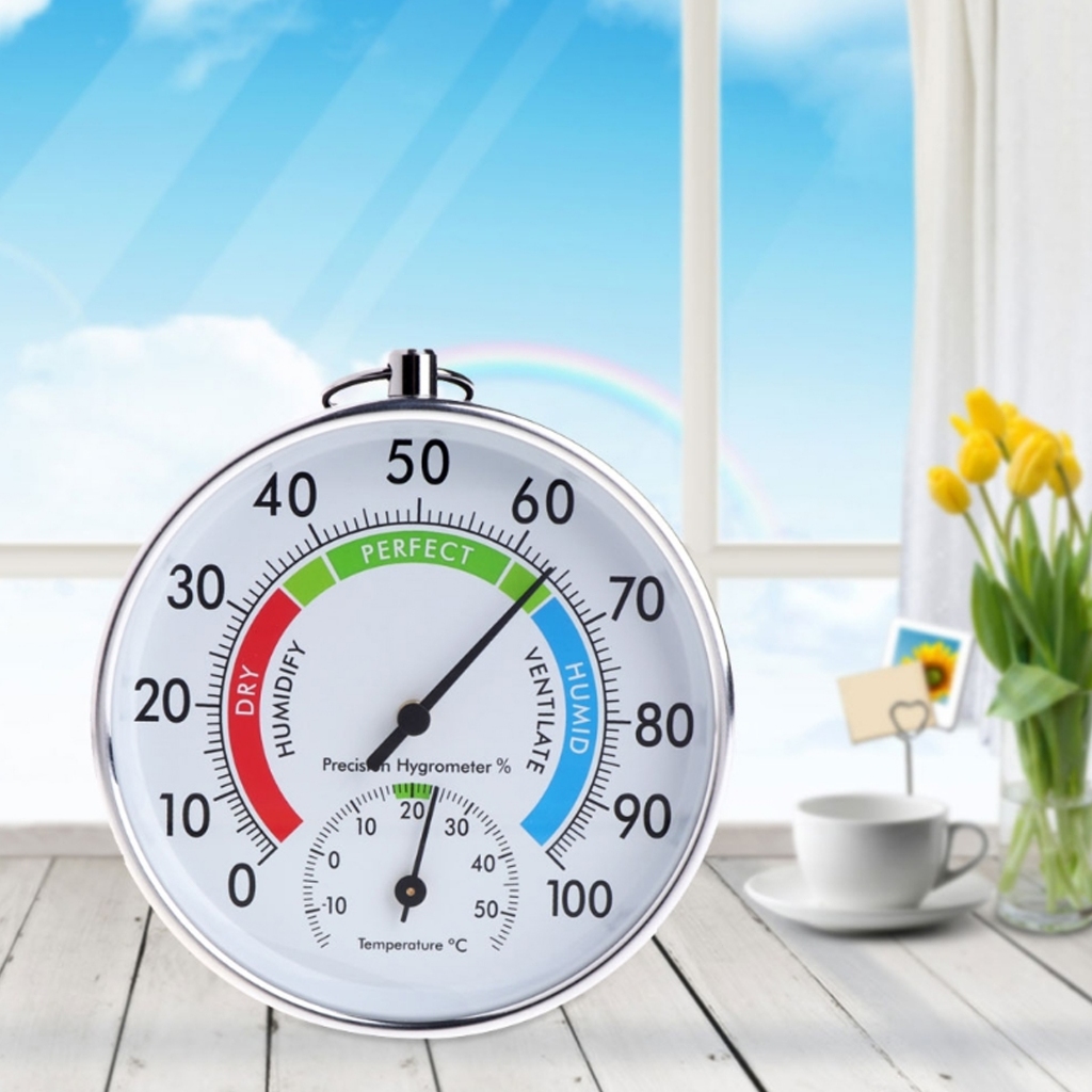 【จัดส่ง2วัน】อุณหภูมิและความชื้นตัวบ่งชี้อะนาล็อกในร่มกลางแจ้งเครื่องวัดอุณหภูมิไฮโกรมิเตอร์