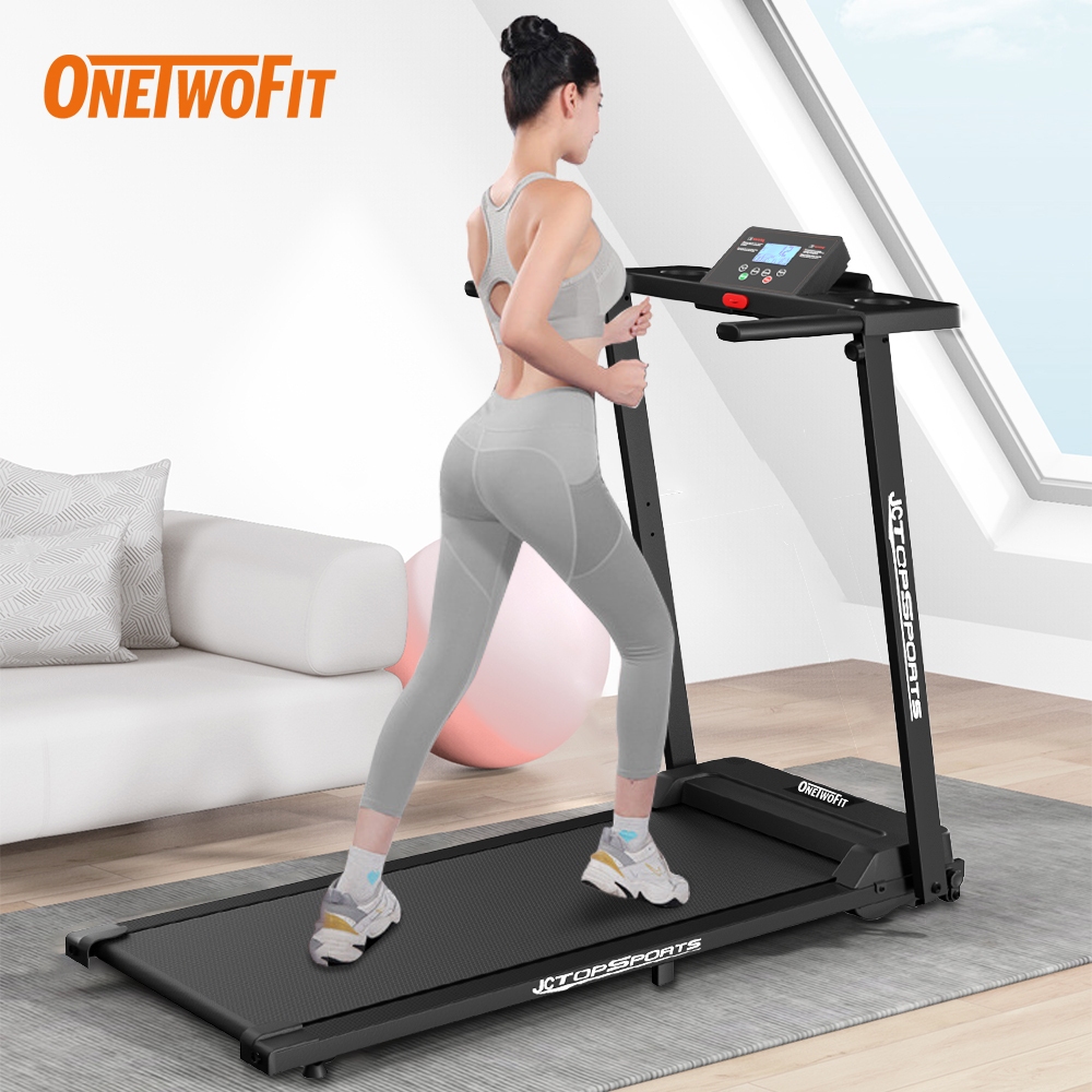OneTwoFit ลู่วิ่งไฟฟ้า  วิ่งออกกำลังกายที่บ้าน น้ำหนักเบา พับได้ เสียงเงียบ เล่นเพลงได้ OT058203