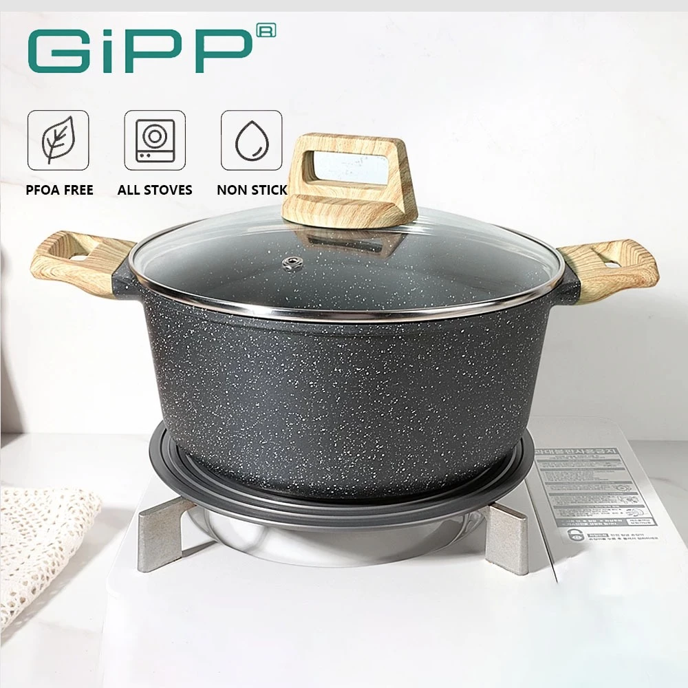 GiPP หม้อซุป หม้อกระทะแบบไม่ติด 24/28 ซม. พร้อมฝาปิด ใช้ได้กับเตาทั้งหมด ส่งจากไทย