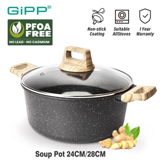 GiPP หม้อซุป หม้อกระทะแบบไม่ติด 24/28 ซม. พร้อมฝาปิด ใช้ได้กับเตาทั้งหมด ส่งจากไทย