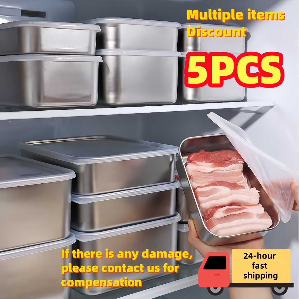 ภาชนะอาหารสแตนเลส 304 กล่องสแตนเลส กล่องเก็บสแตนเลส กล่องเก็บอาหารที่ปิดผนึก กล่องเก็บอาหาร