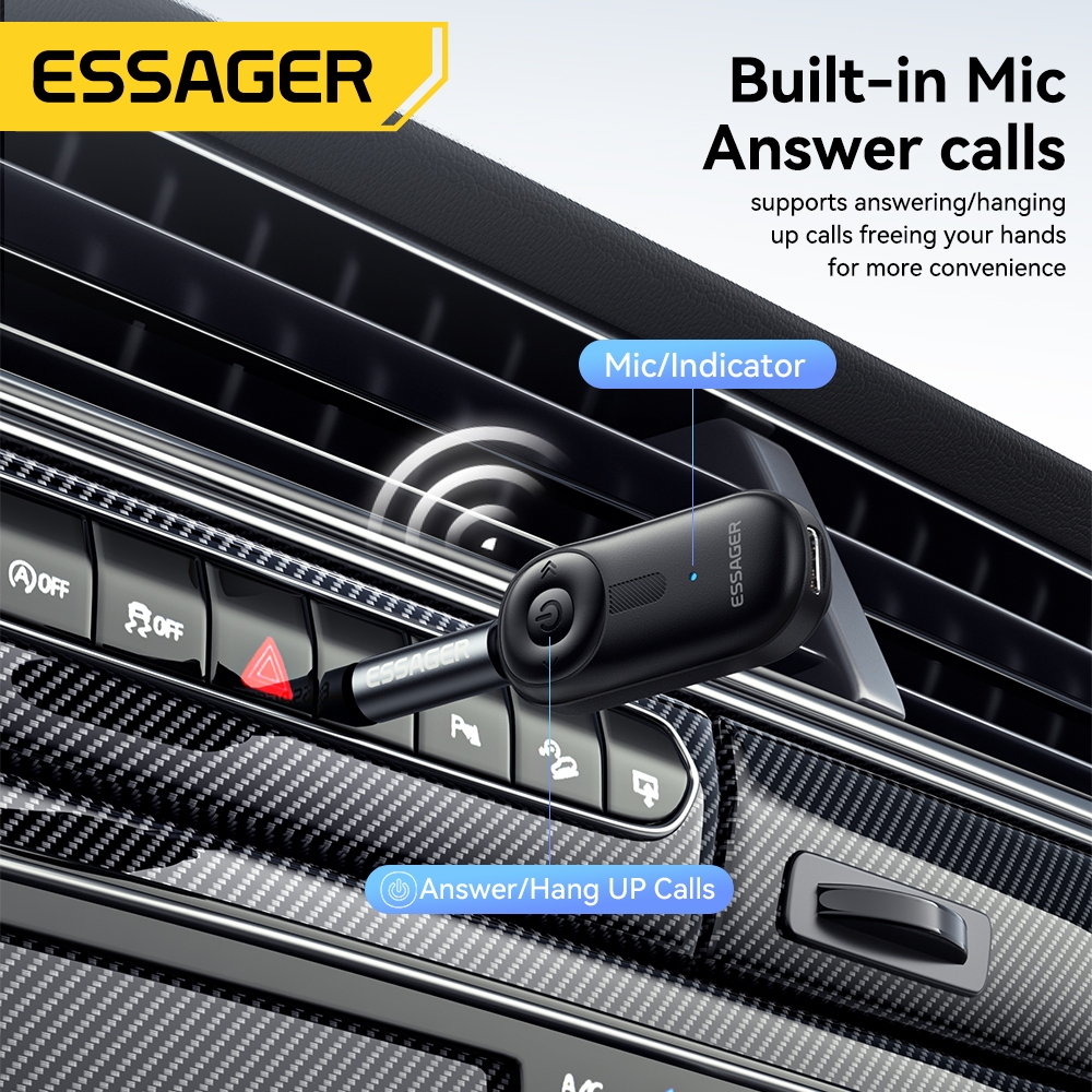 อะแดปเตอร์บลูทูธ Essager 5.3 ไมโครโฟนในตัวคุณภาพไฮไฟเสียงที่ชัดเจน