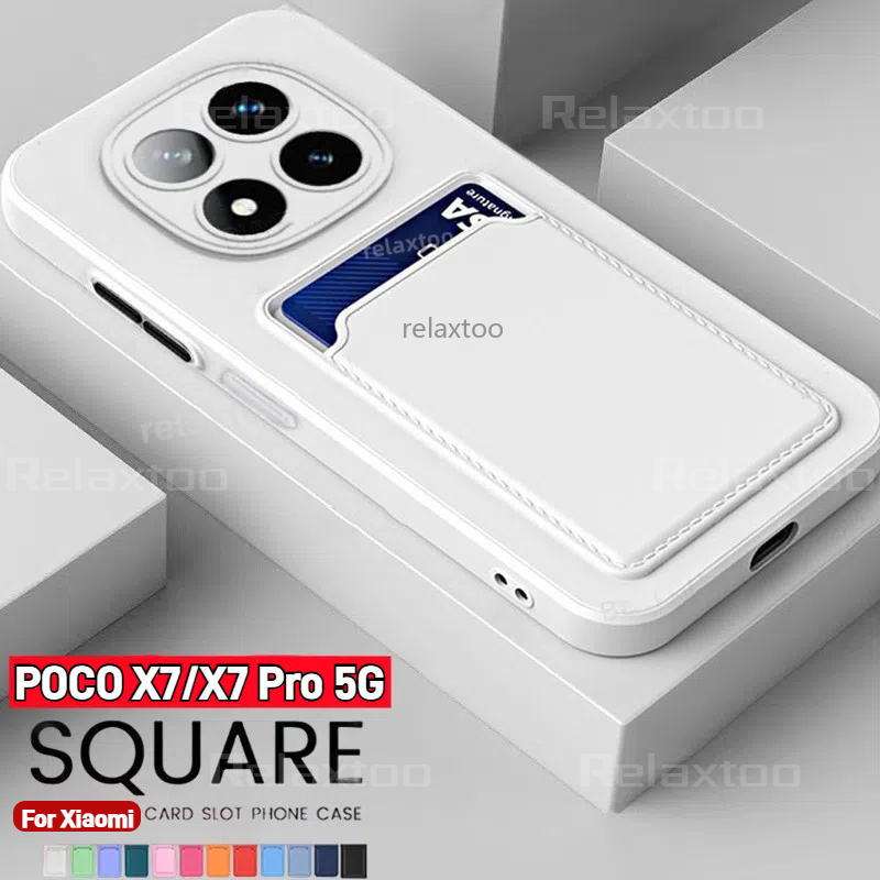 สําหรับ PocoX7 Pro 2025 สําหรับ Xiaomi POCO X7 X7Pro PocoX7 Pro PocoX7Pro 5G 4G Square Liquid ซิลิโคนนุ่มคู่เคสโทรศัพท์ช่องเสียบการ์ดกันกระแทกป้องกันกลับปลอกฝาครอบ