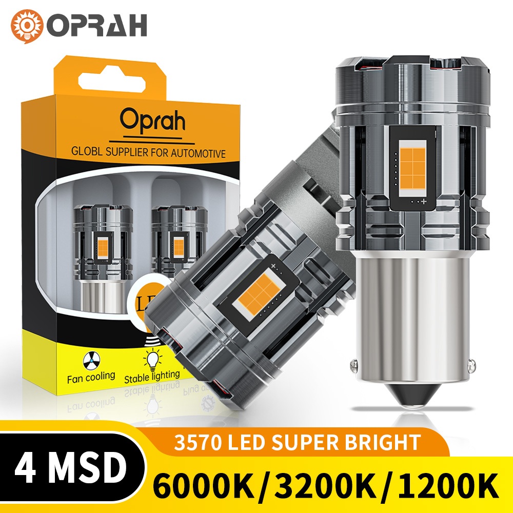 Oprah 2 ชิ้น 1156 หลอดไฟ LED 1157 T20 7440 7443 T25 3156 3157 Super Bright ไฟเลี้ยว 3570 4SMD ไฟท้าย LED ไฟเบรคย้อนกลับพัดลม canbus