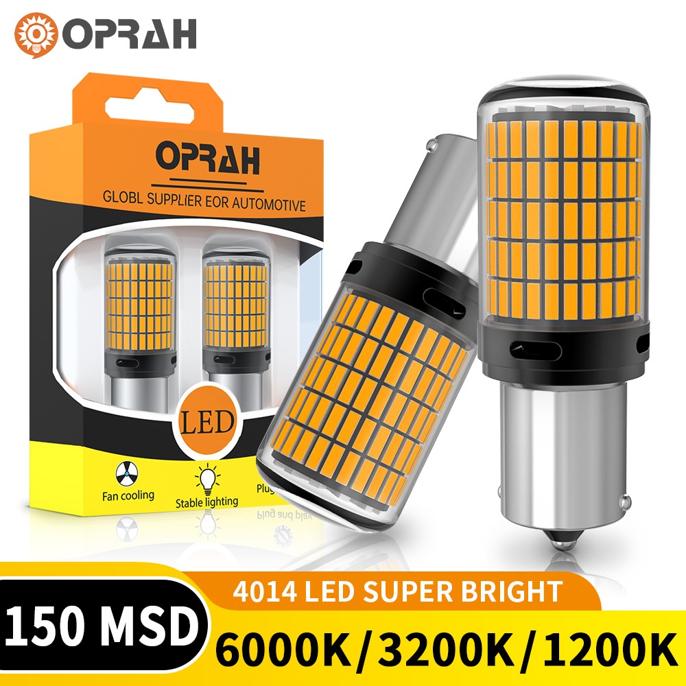 Oprah 2pcs 1156 BA15S P21W 1156 BAU15S PY21W 1157 Bay15d T20 7440 7443 LED Super Bright ไฟเลี้ยว 4014 150SMD ไฟท้าย LED ไฟเบรคย้อนกลับหลอดไฟรถยนต์ 12V