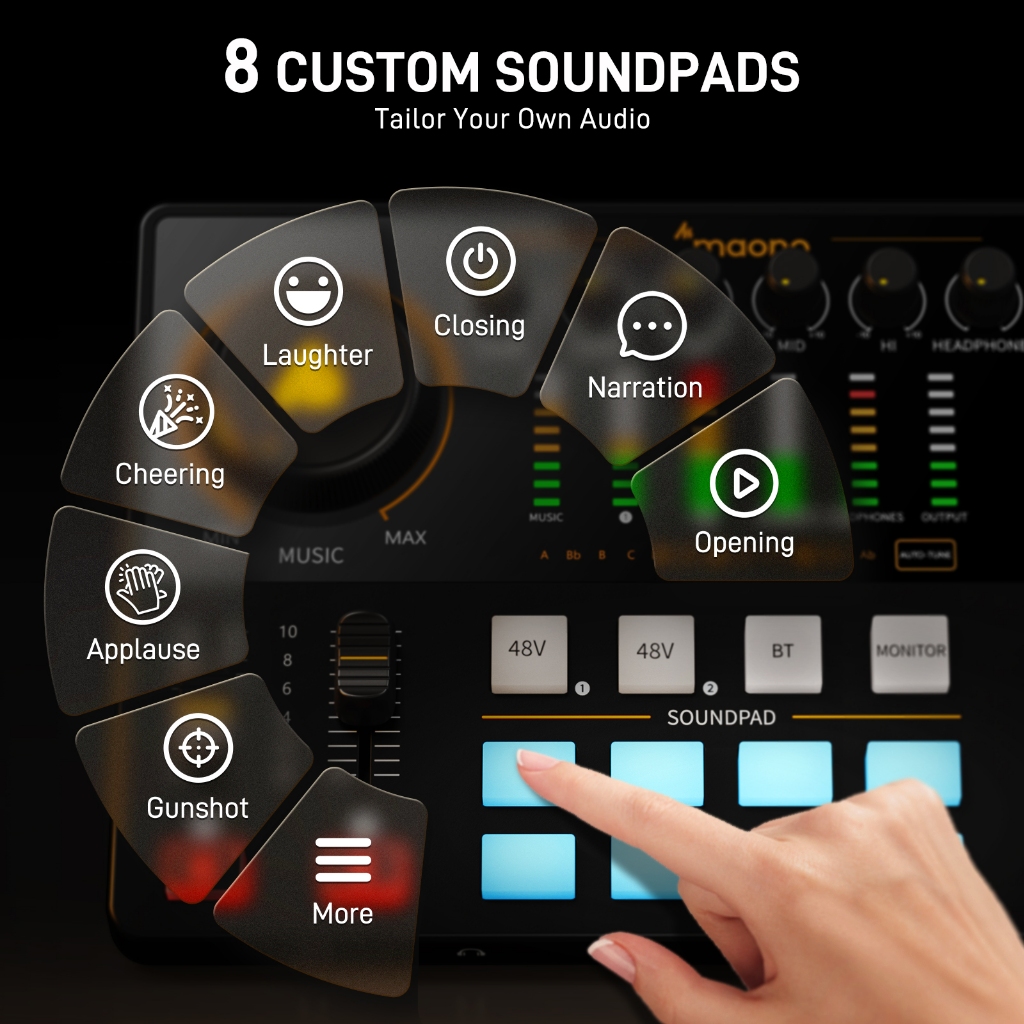 Maono AME2-Gen2 Podcast Mixer Audio Interface การ์ดเสียงพร้อมอินพุต XLR คู่, ชุดสตูดิโอมิกซ์เสียงบันทึกแบบมืออาชีพสำหรับการออกอากาศ /Singing/amsr/livestreaming