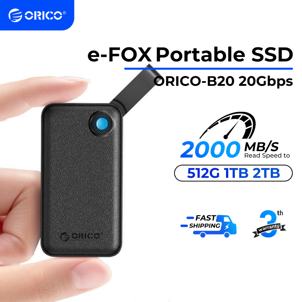 ORICO 1TB Portable SSD Up to 2000MB/s External SSD USB 3.2 Gen 2 Type-C for iPhone 17 Laptops (B20)