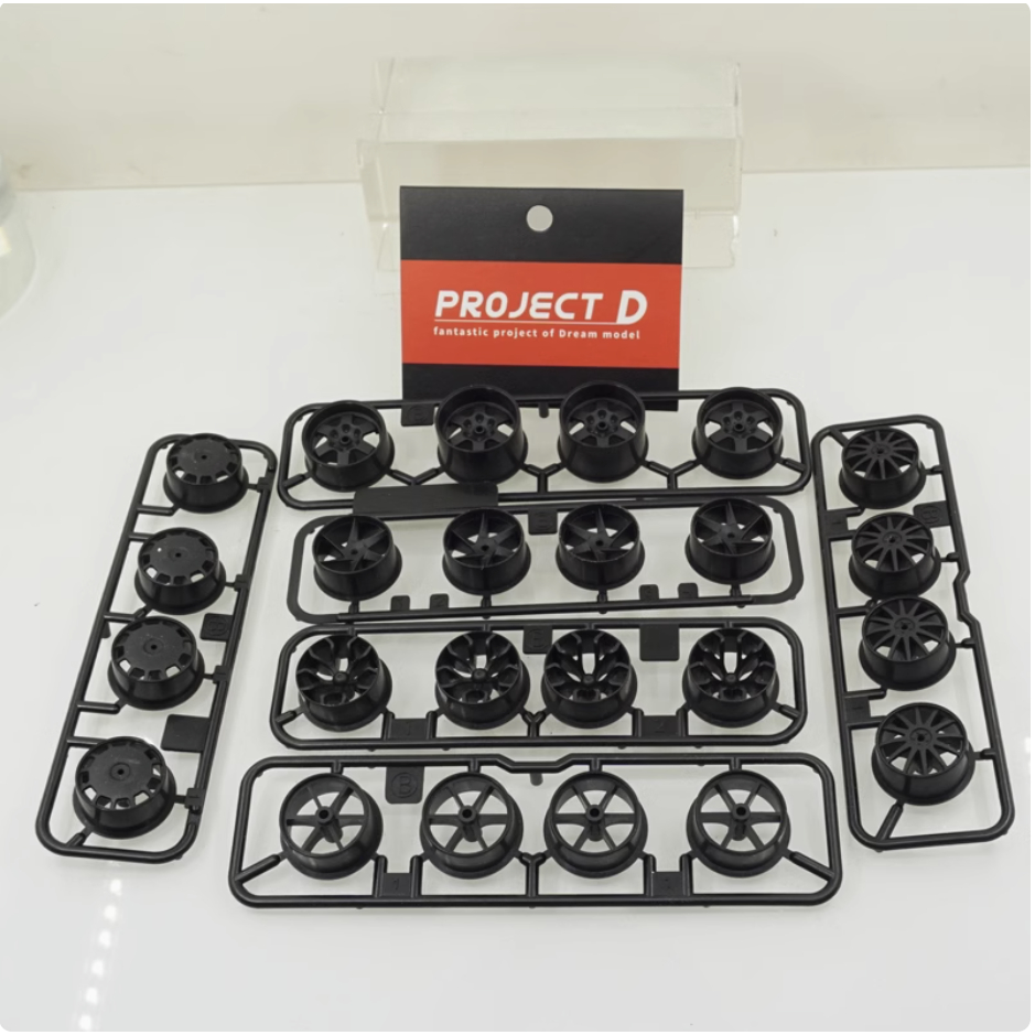 Project D mini 4wd คาร์บอนพลาสติก ล้อกลาง/หมุดขอบ ล้อยซี่ลวด(mini 4wd carbon plastic medium wheel/rim)