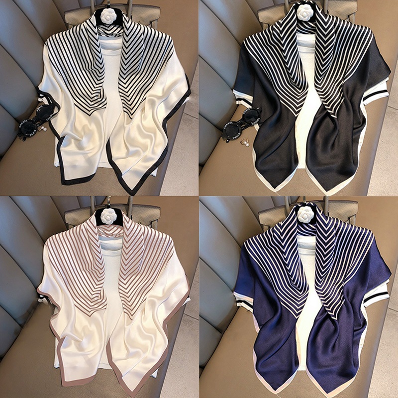 ผ้าพันคอ 90 ซม. ผ้าคลุมไหล่ เข็มขัด ผ้าไหมเทียม ผ้าสี่เหลี่ยม 90x90 ซม. ลายเสือ สำหรับผู้หญิงและผู้ชาย B108