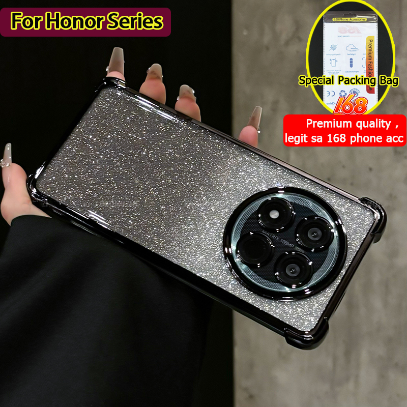 เคส Honor X9C X9D X9B X9A 5G เคส Honor X8C X7C X9C Smart เคสใสเยลลี่แวววาวกันกระแทกพร้อมเลนส์กล้องป้องกันถุงลมนิรภัยนุ่มชุบหรูหราฝาครอบโทรศัพท์
