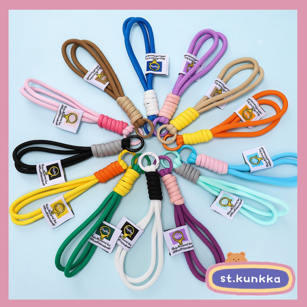 St.KUNKKA ซิป Lanyard 1 ชิ้นทอมือปรับ Anti-Lost กระเป๋าถือโทรศัพท์มือถือตกแต่งหลายสีพร้อมพวงกุญแจอุปกรณ์เสริมโลหะ