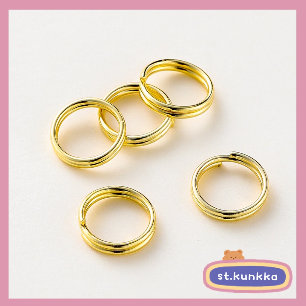 แหวนเชื่อมต่อทรงกลม ชุบสีทอง 18K 4-8 มม. ไม่หมอง สำหรับทำจี้ 50 ชิ้น
