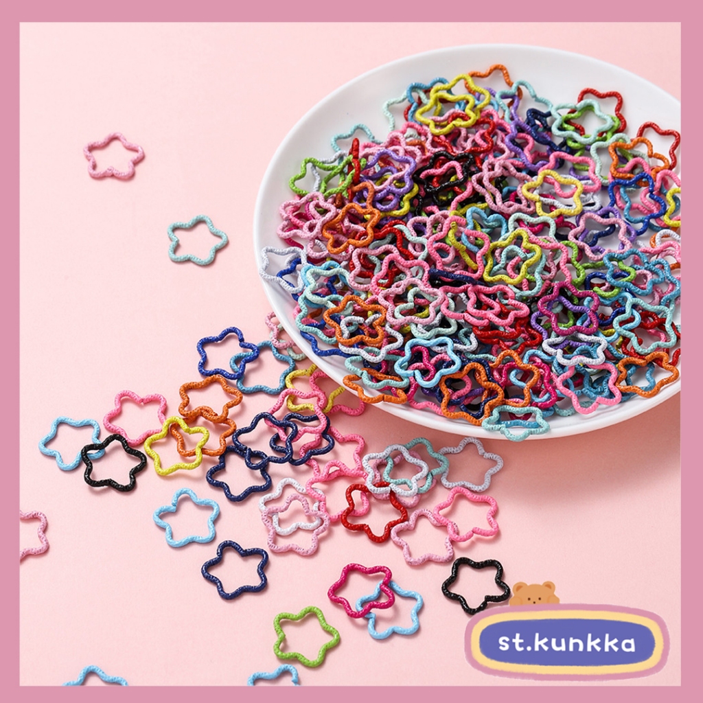 St.kunkka 50 ชิ้นดาวที่มีสีสันนูนเปิดแหวนหัวใจเปิดแหวนเครื่องประดับ DIY อุปกรณ์เสริมพวงกุญแจกล่องลึกลับตุ๊กตาจี้วัสดุ