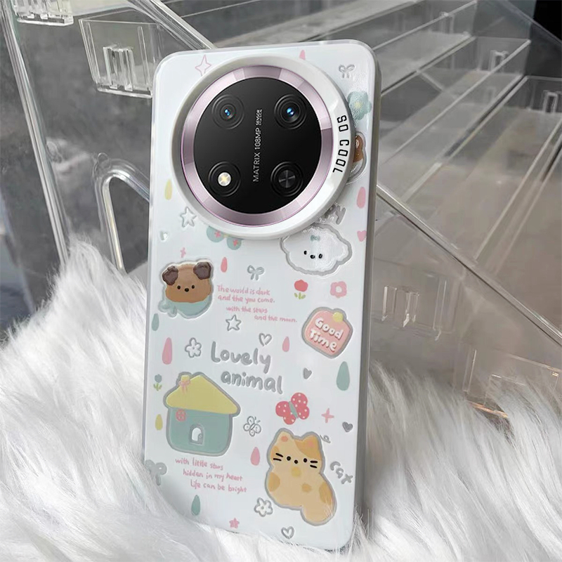 เคส Honor X9C X9B X9A 5G เคส Honor X9C Smart เคสน่ารักแมวสุนัข ins สไตล์กันกระแทกเคลือบฮาร์ดเคสโทรศัพท์ IMD ชุบปุ่มโทรศัพท์