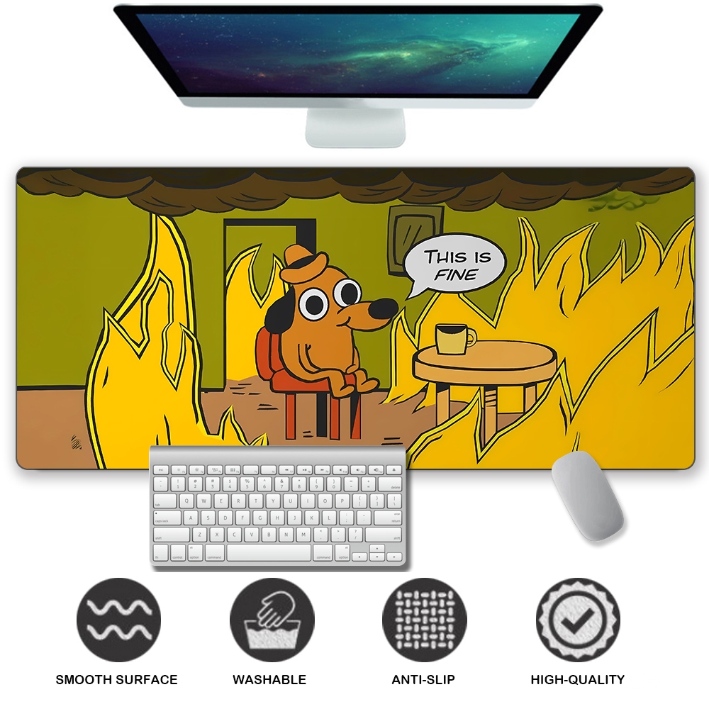 Puppy animation Mousepad นี่คือ fine Extended Mousepad แผ่นรองเมาส์สําหรับเล่นเกมขนาดใหญ่ เย็บขอบ Deskpad Deskmat