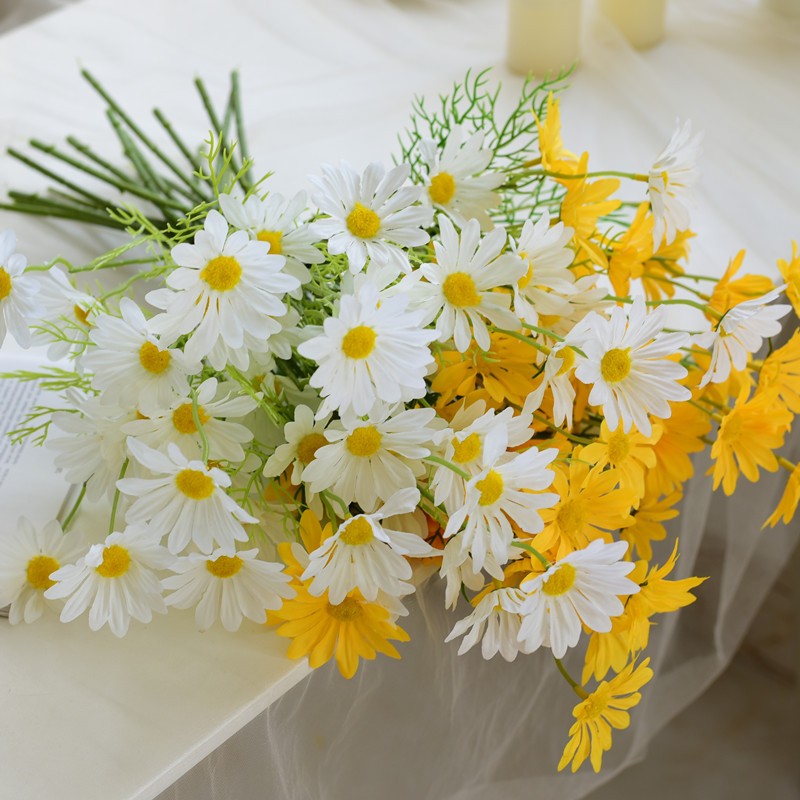 5 หัวประดิษฐ์ Renanthera ดอกไม้ตกแต่งบ้านงานแต่งงานผ้าปลอมช่อดอกไม้
