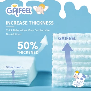 【ซื้อ 3 แถม 3】GAIFEEL ผ้าเช็ดเปียกกลิ่นนมวัว ผ้าเช็ดเปียกไร้แอลกอฮอล์ 80 แผ่นต่อแพ็ค