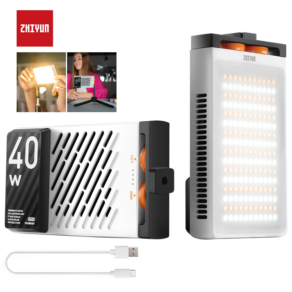 Zhiyun FIVERAY M40 40W ไฟ Led มือถือพ็อกเก็ตแสงภาพวิดีโอโคมไฟเติมแสงการถ่ายภาพแสง