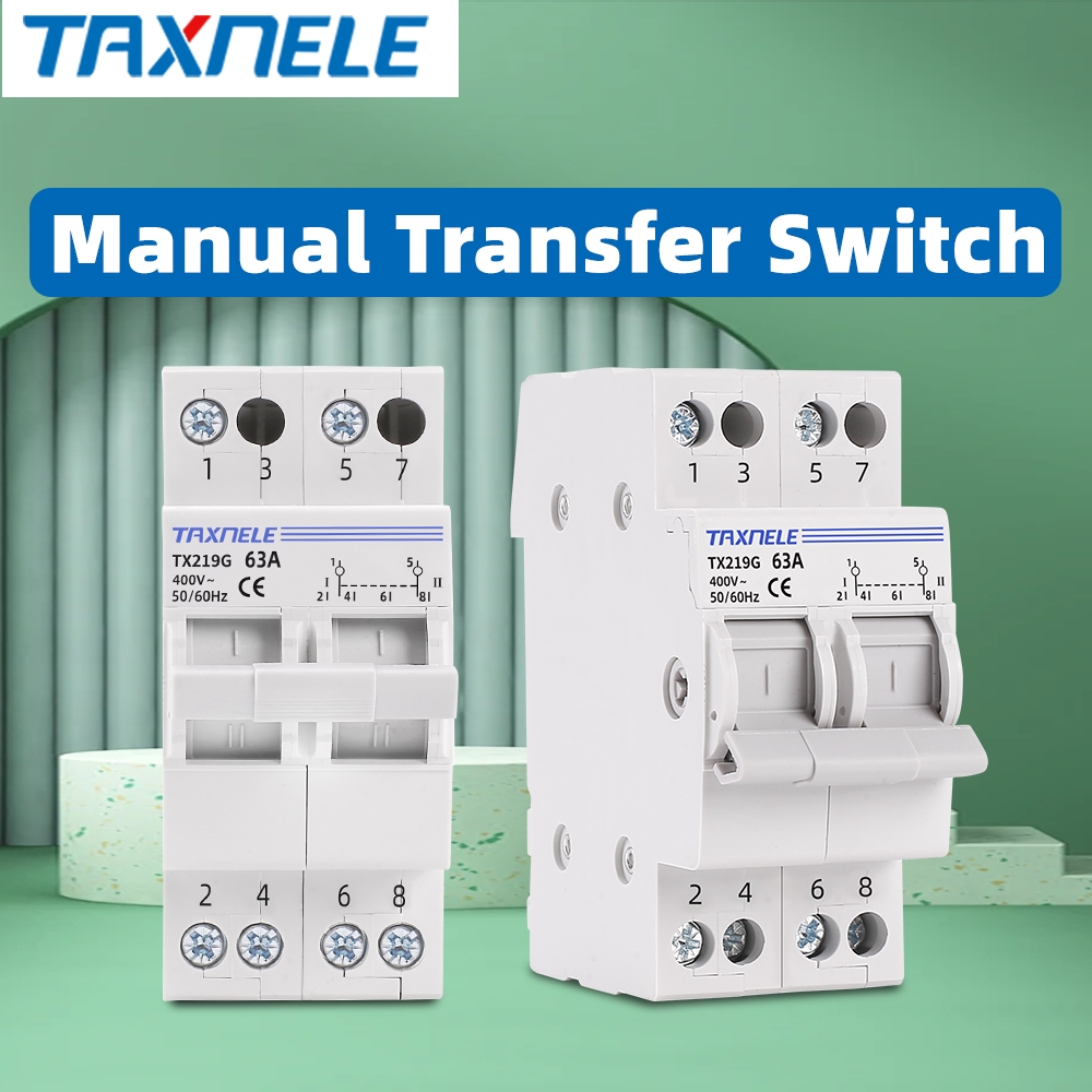 2p 40A 63A MTS Dual Power Manual Transfer Isolating Switch 230V 400V Modular Changeover Switch