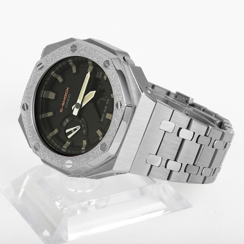 เหมาะสําหรับ Casio GA-2100/2110/B2100 สายนาฬิกาอุปกรณ์เสริมการปรับเปลี่ยน AP Farm Oak สแตนเลสโลหะอุปกรณ์เสริม