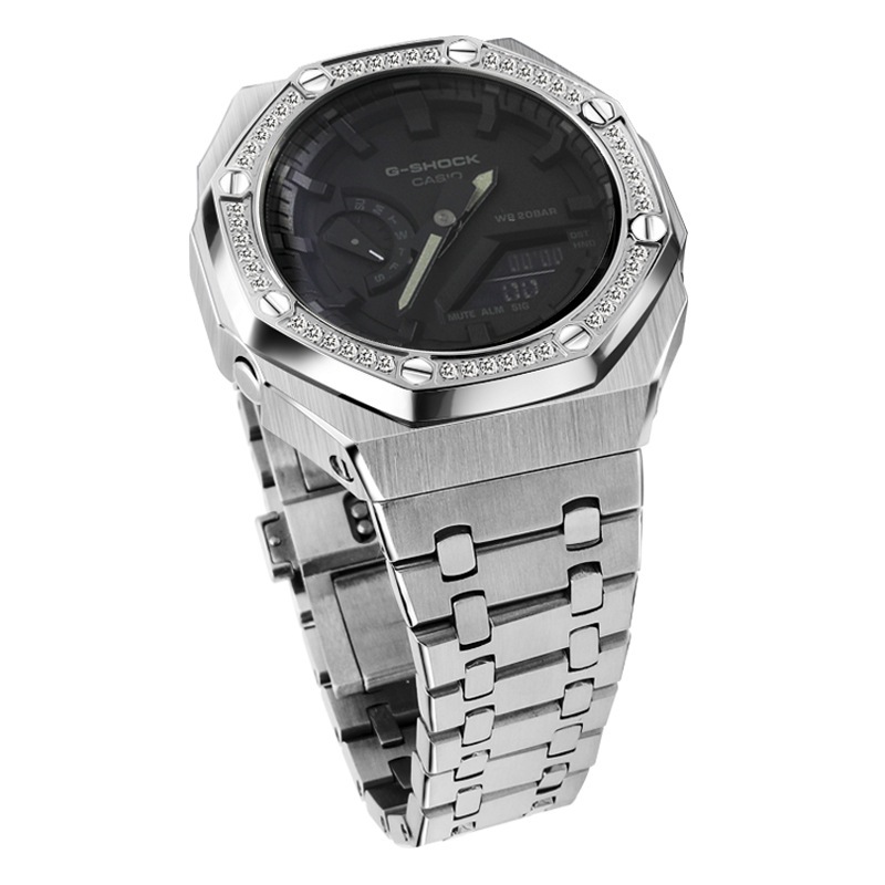 เหมาะสําหรับ Casio GA-2100/2110/B2100 สายนาฬิกาอุปกรณ์เสริมการปรับเปลี่ยน AP Farm Oak สแตนเลสโลหะอุปกรณ์เสริม