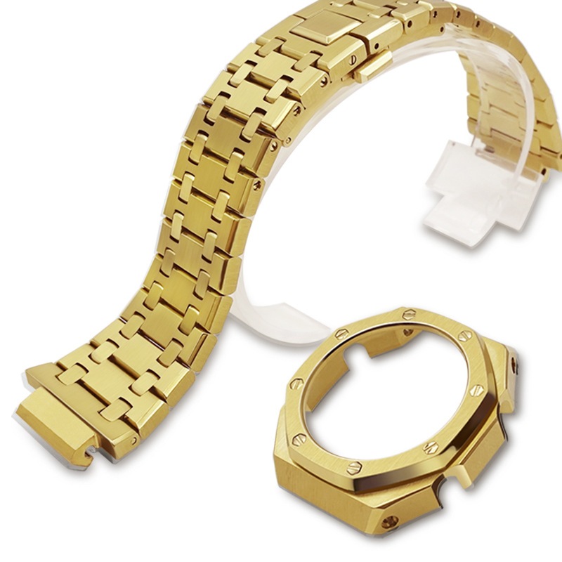 เหมาะสําหรับ Casio GA-2100/2110/B2100 สายนาฬิกาอุปกรณ์เสริมการปรับเปลี่ยน AP Farm Oak สแตนเลสโลหะอุปกรณ์เสริม
