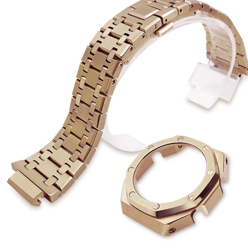 เหมาะสําหรับ Casio GA-2100/2110/B2100 สายนาฬิกาอุปกรณ์เสริมการปรับเปลี่ยน AP Farm Oak สแตนเลสโลหะอุปกรณ์เสริม